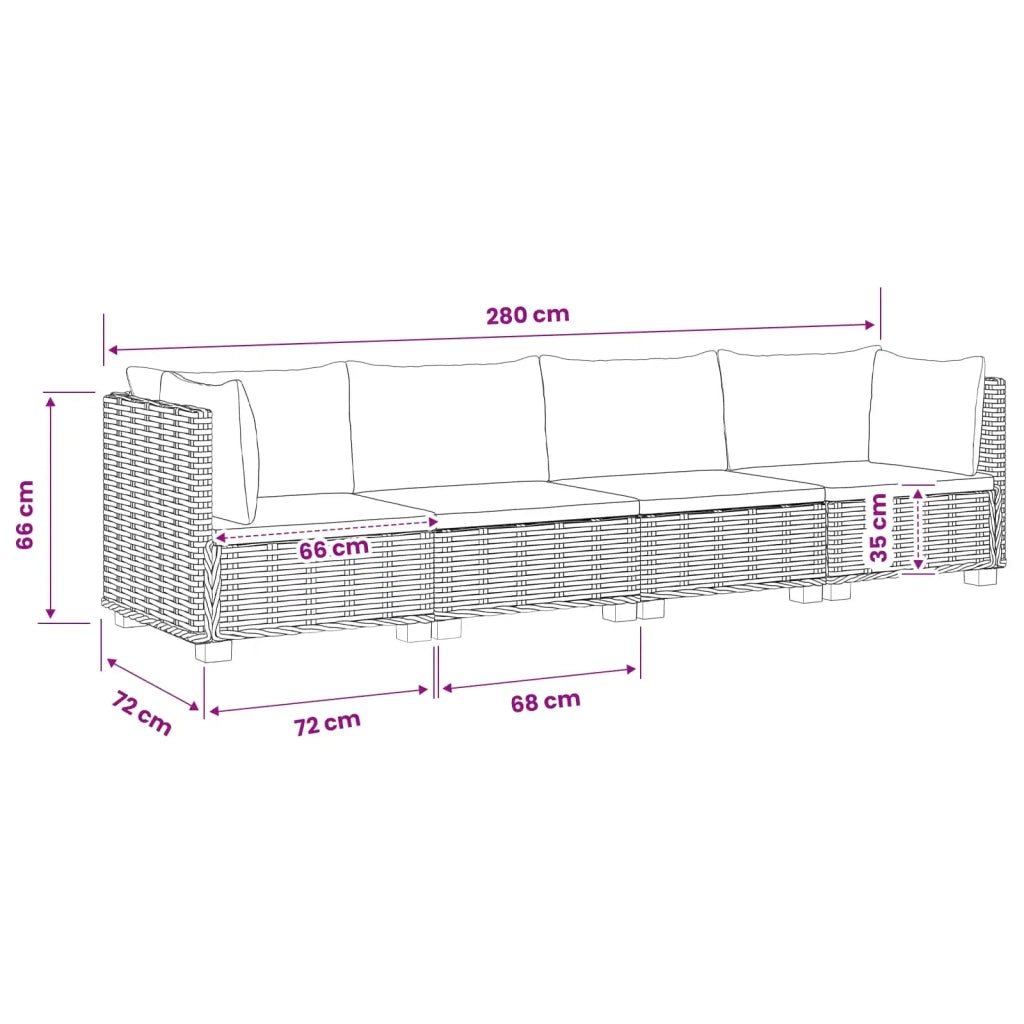 4 pz Set Lounge in Rattan con Cuscini GENDT Rattan naturale 3429860