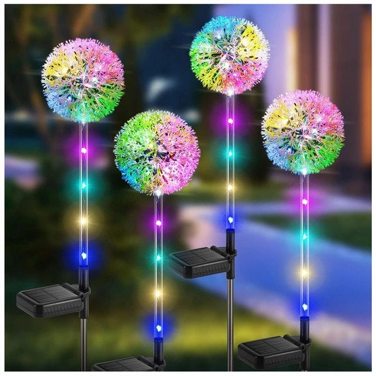 Decorazioni estive per esterno - Lampade solari per esterno giardino 4 pezzi lampade solari fiori di campo colorati LED IP65 impermeabili per prato balcone terrazza cortile esterno decorazioni natalizie