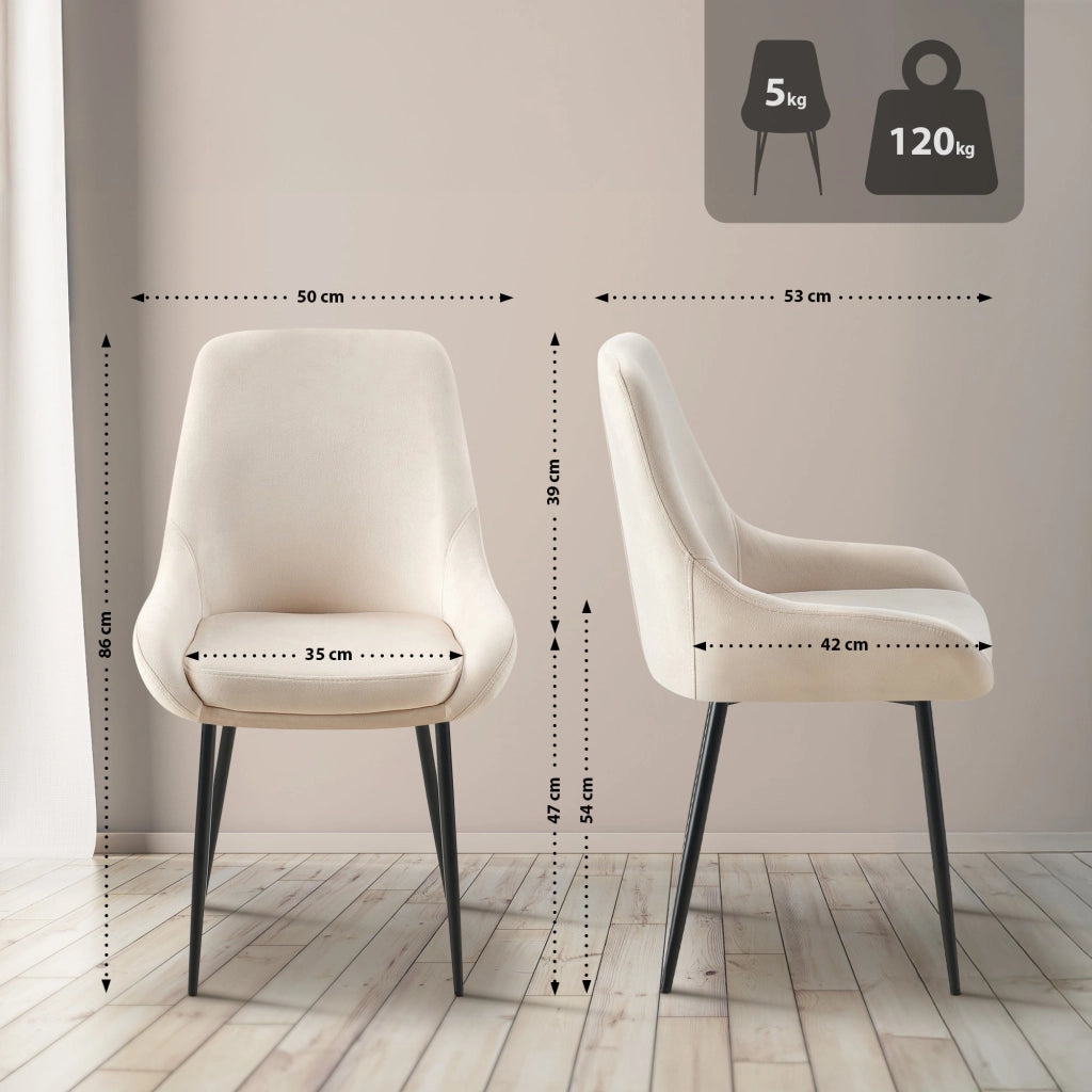 Set di 2 sedie per sala da pranzo Elmira velluto nero 6