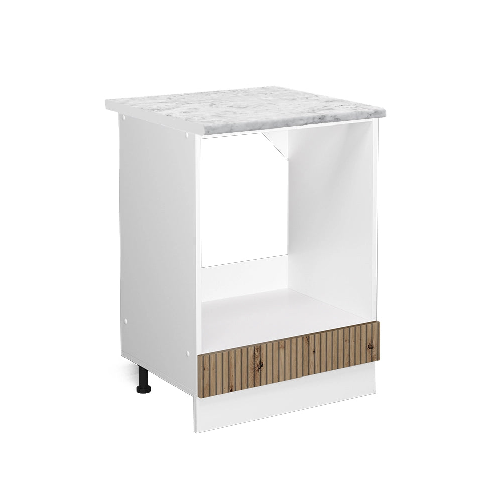 Mobile per forno da incasso R-Line Rovere artigianale/Bianco 60 cm, PL Marmo Vicco