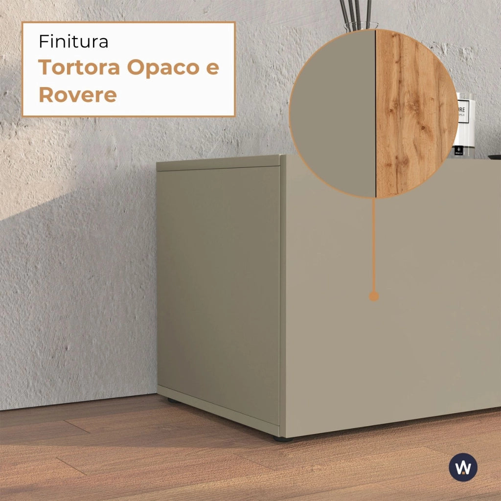 WHOUS Parete attrezzata Chronos set soggiorno tortora opaco e rovere 190/350x40 cm