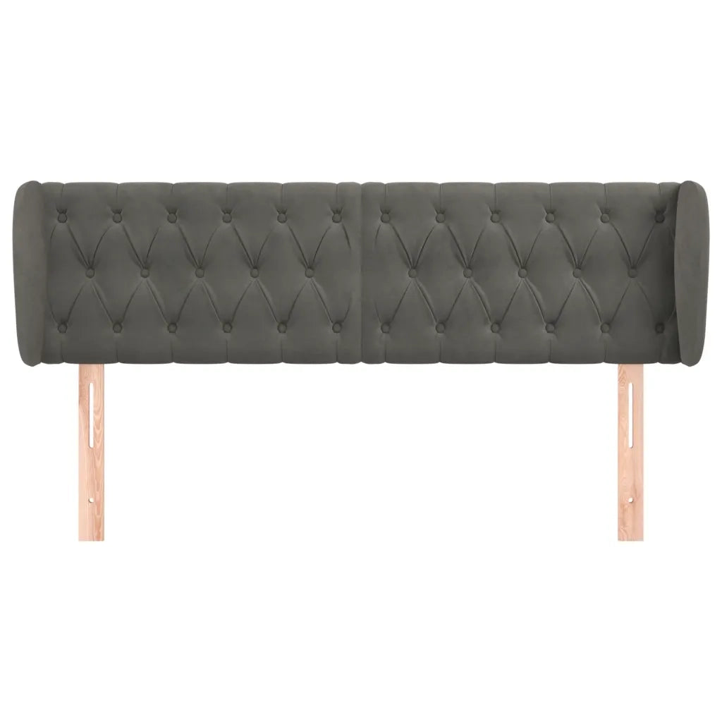 Testiera | Testata ad Orecchio Grigio Scuro 163x23x78/88 cm in Velluto