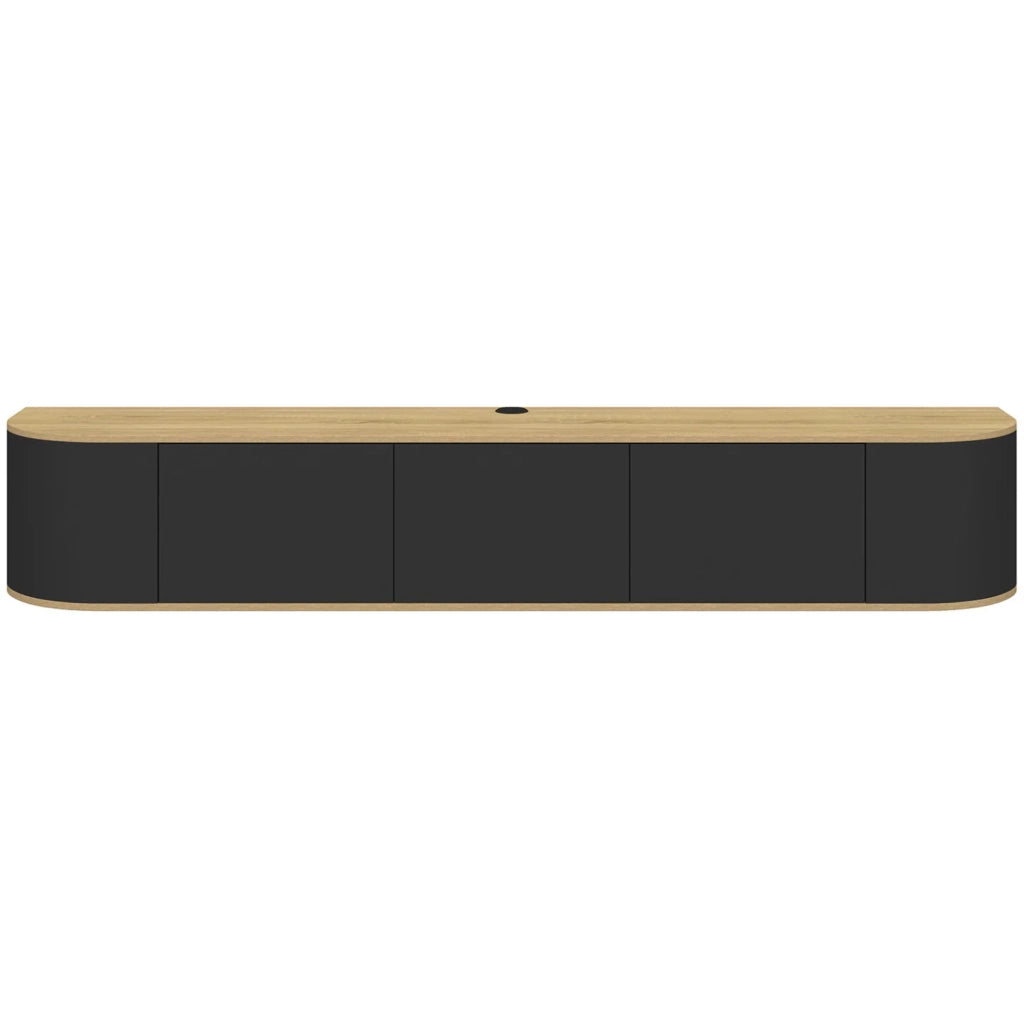 IDMarket - Porta TV a parete LEORA 180 cm a 3 ante in legno e nero