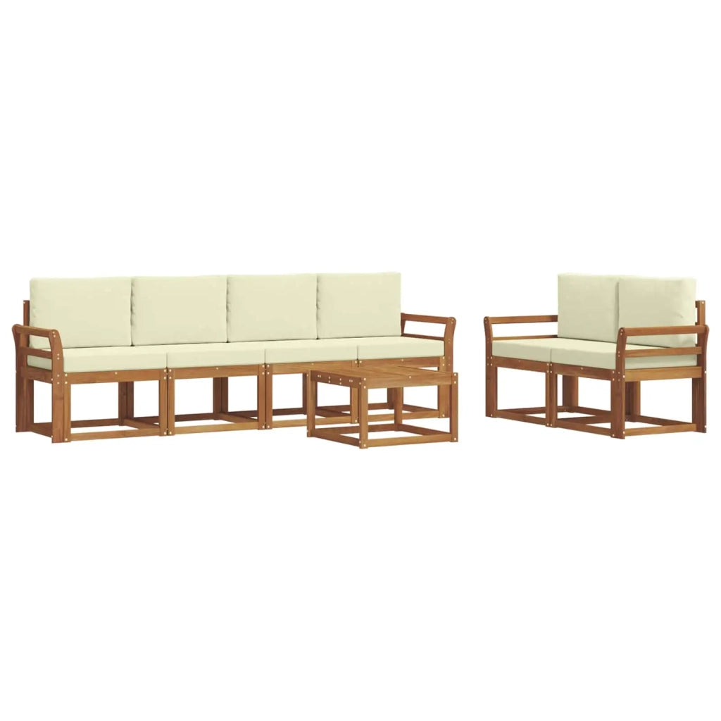 Set di divani da esterno con cuscino 7 pcs Naturale e Crema