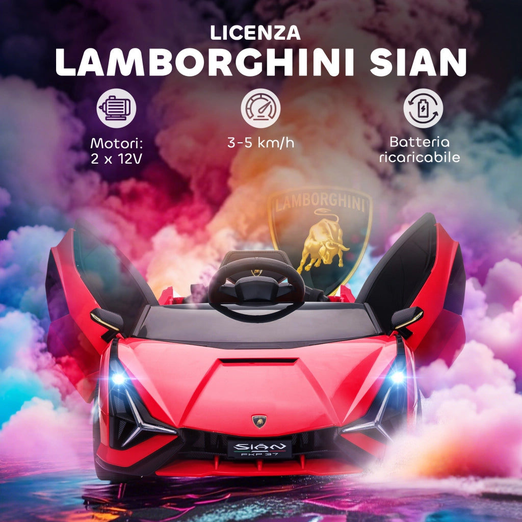 Auto Elettrica Bambini 12V Lamborghini SIAN ¨C zephmum ¨C Rosso con Telecomando