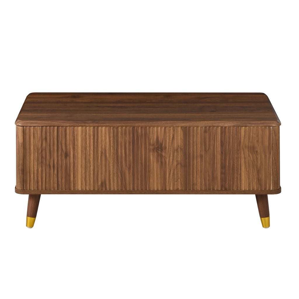 Tavolino da caffè con piano alzabile e vano contenitore - per soggiorno - in MDF - Walnut