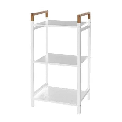 Scaffale porta oggetti 3 ripiani bianco in acciaio e bambù linea Haiti