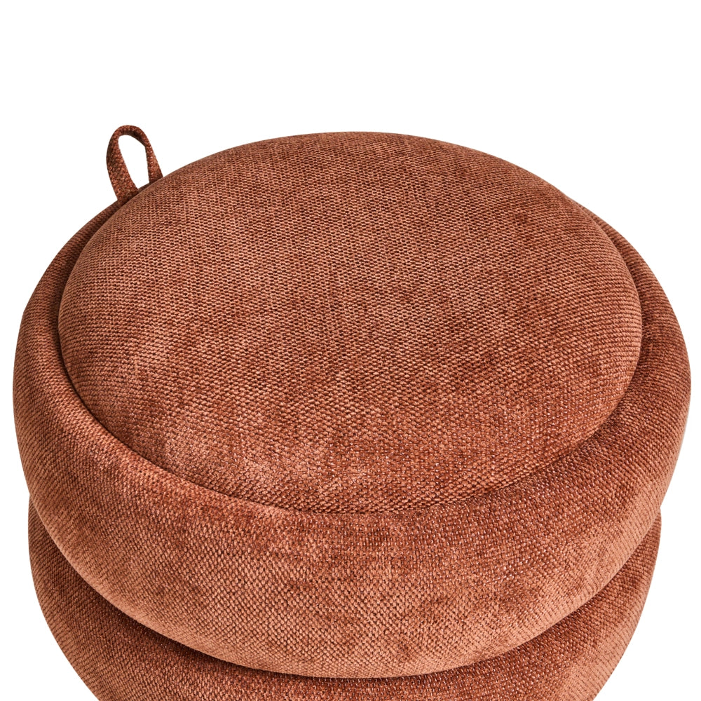Pouf in ciniglia marrone dorato 40 x 41 cm con sgabello portaoggetti Design moderno