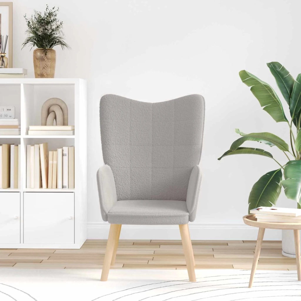 Poltrona | Sedia Relax Grigio chiaro 62 x 67 x 95,5 cm Tessuto Sherpa
