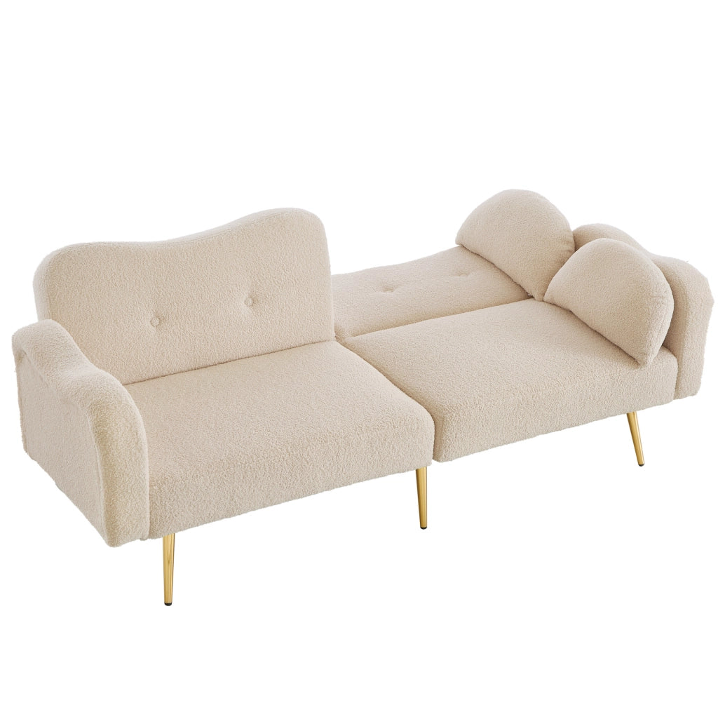 Divano letto a 2 posti con schienale regolabile 155 x 85;5 cm; beige e naturale