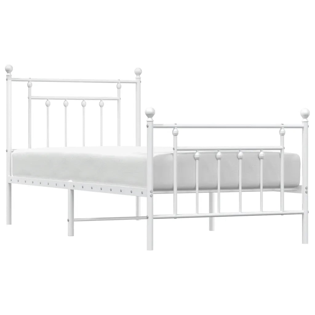 Giroletto con Testiera e Pediera Metallo Bianco 90x200 cm 353597