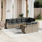 Set Divano da Giardino 9 pz con Cuscini Grigio in Polyrattan 3257425