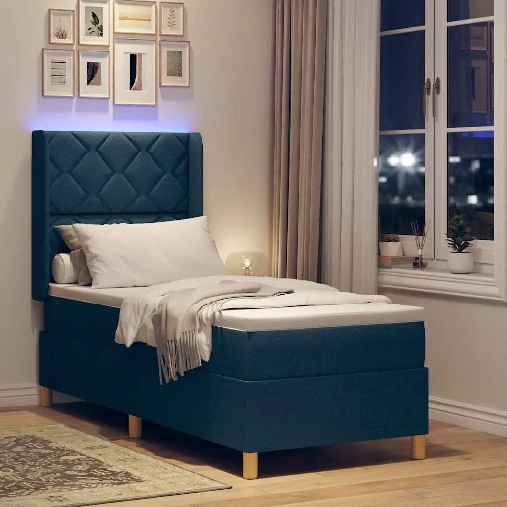 Letto a molle con materasso Blu 140 x 200 cm Tessuto 3343727