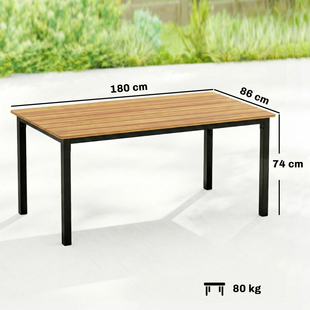 Tavolo da Giardino Rettangolare per 6-8 Persone, Dimensioni 180 x 86 cm