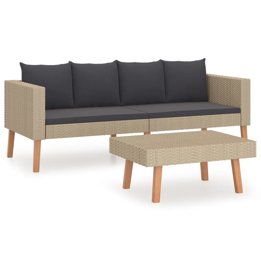 Set Divani da Giardino 2 pz con Cuscini in Polyrattan Beige 3059330