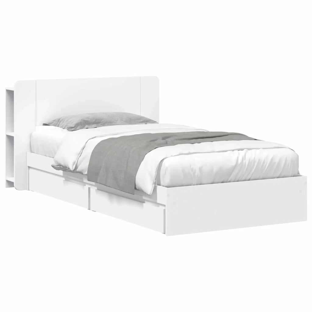 Telaio del letto con storage con cassetto Bianco 90 x 200 cm