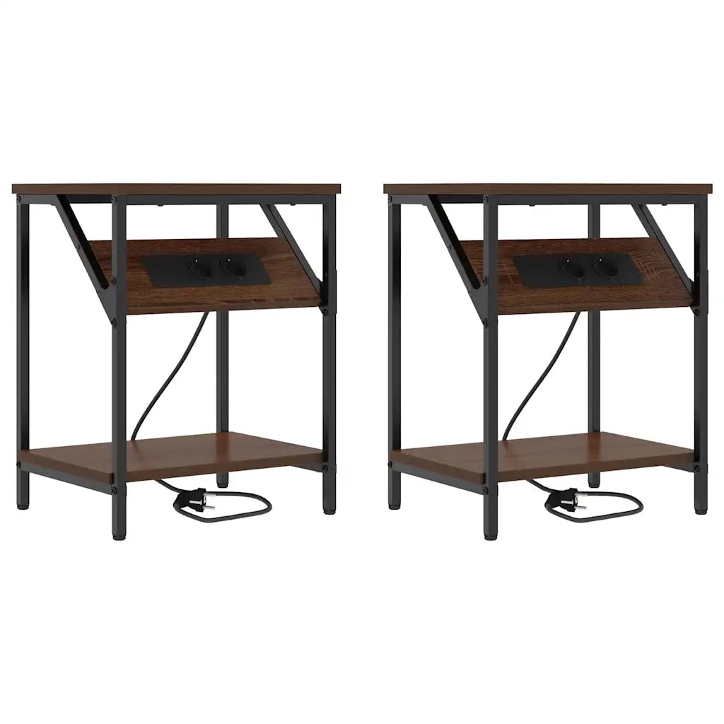 Set di 2 Comodini | Armadio da Notte | Mobiletto da notte Rovere Marrone 38 x 30 x 48 cm