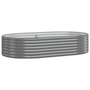 Aiuola ovale rialzata 175 x 100 x 36 cm pratica e resistente alle intemperie realizzata in acciaio zincato grigio 02_0046576