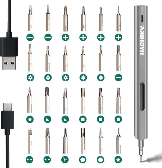 Set di 24 in 1 per la manutenzione di PC, Macbook, iPhone, orologi, occhiali da sole e smartphone con schizzo elettrico a batterie ricaricabili, con 24 strumenti per la precisione e la facilità di uso.