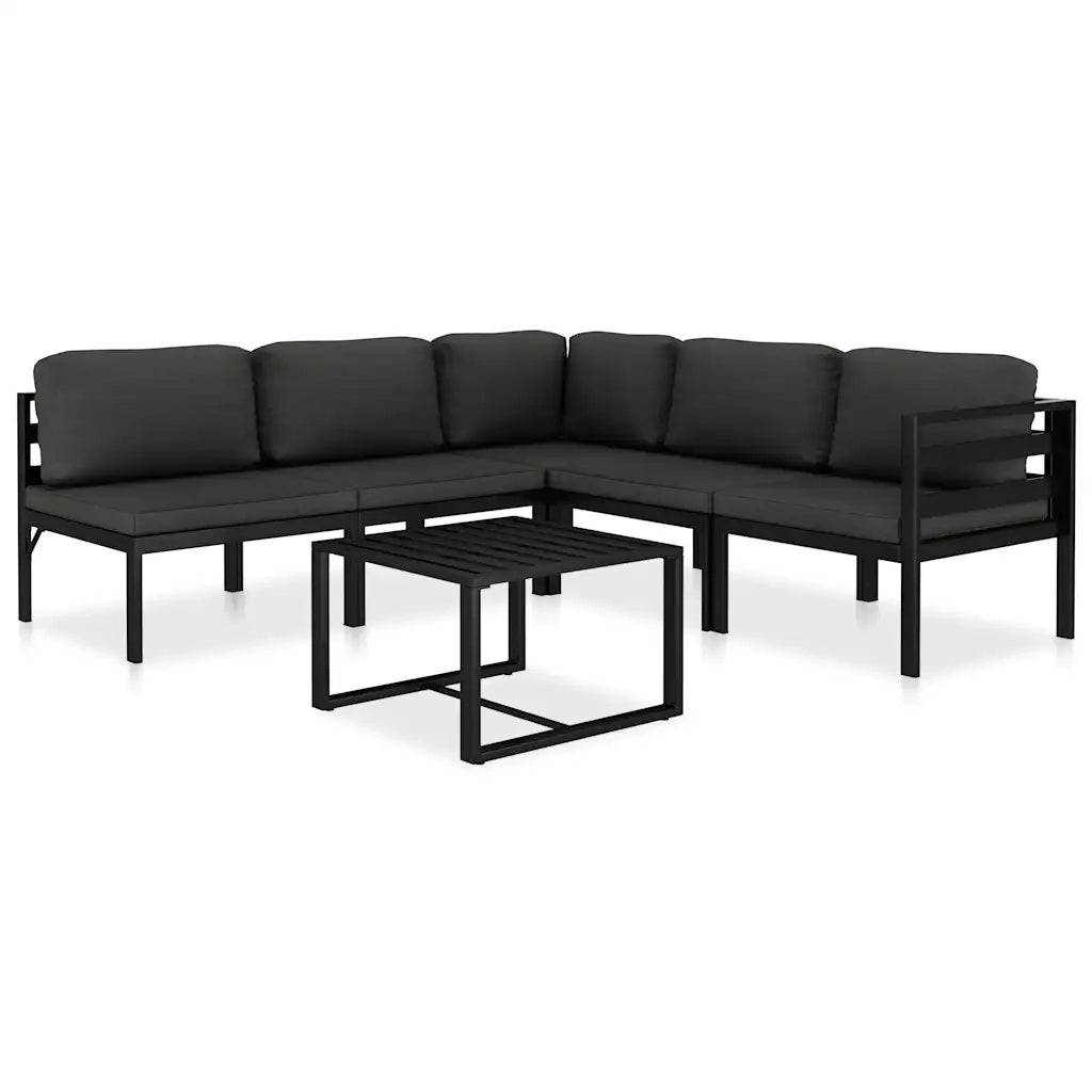 Set Divani da Giardino 6 pz con Cuscini in Alluminio Antracite cod mxl 40807