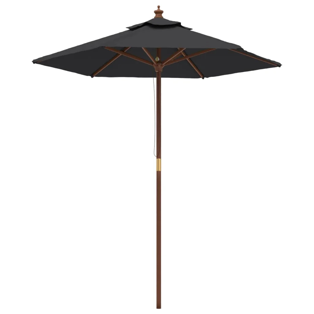 Ombrellone da giardino con palo in legno 196 x 231 cm nero 02_0008342