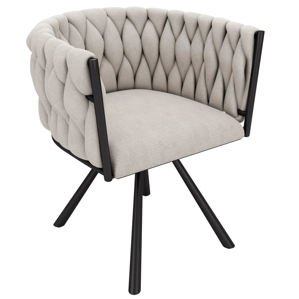Set di 2 sedie da pranzo girevoli 360° in lino, design ergonomico con struttura in acciaio nero