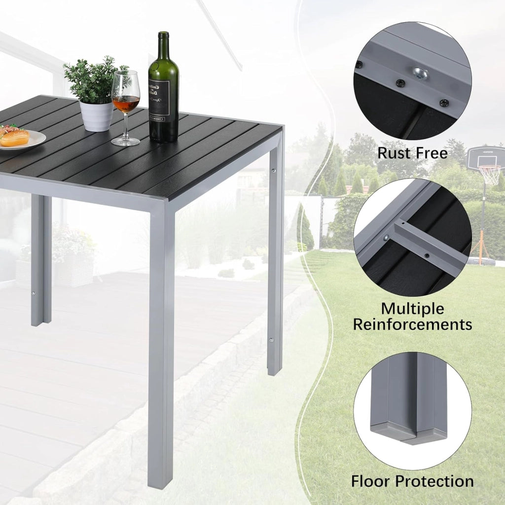 Set Giardino Esterno Alluminio 3 Pezzi, Tavolo da Giardino con Sedie, 1 Tavolo e 2 Sedie Pieghevole, Salotto Per Patio Giardino Balcone Veranda Esterno Piscina Terrazzo, Grigio argento