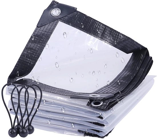 Telaio 2x2,5m Zeildoek Transparante con Anelli [Materiale PE 130 g/m²] Impermeabile Copertura da Pioggia Telaio Transparante Copertura Esterna Incl. 4x Maniglie per Telaio