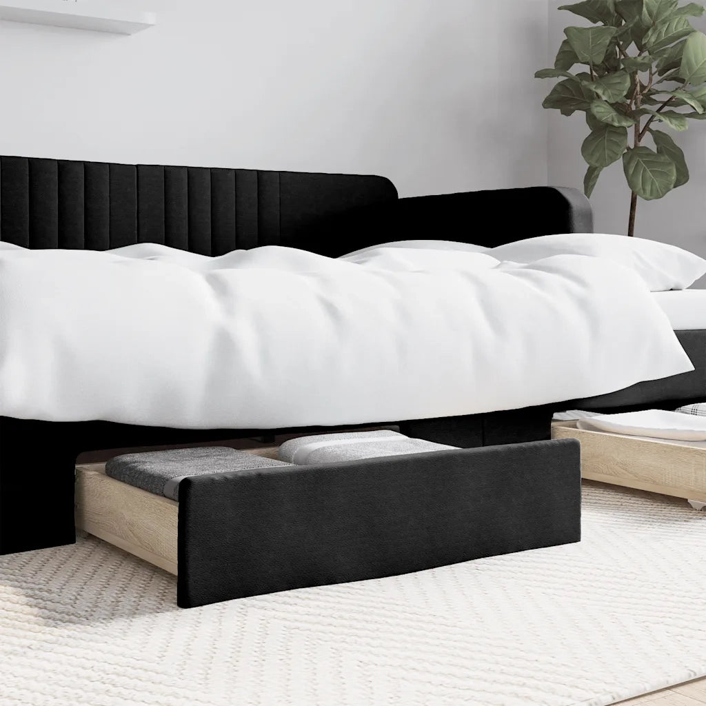 Cassetti da Letto 2 pz Neri in Legno Multistrato e Similpelle CFW3891428