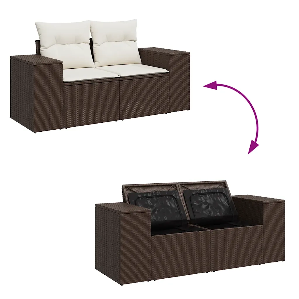 Set Divano da Giardino 6 pz con Cuscini Marrone in Polyrattan 3326804