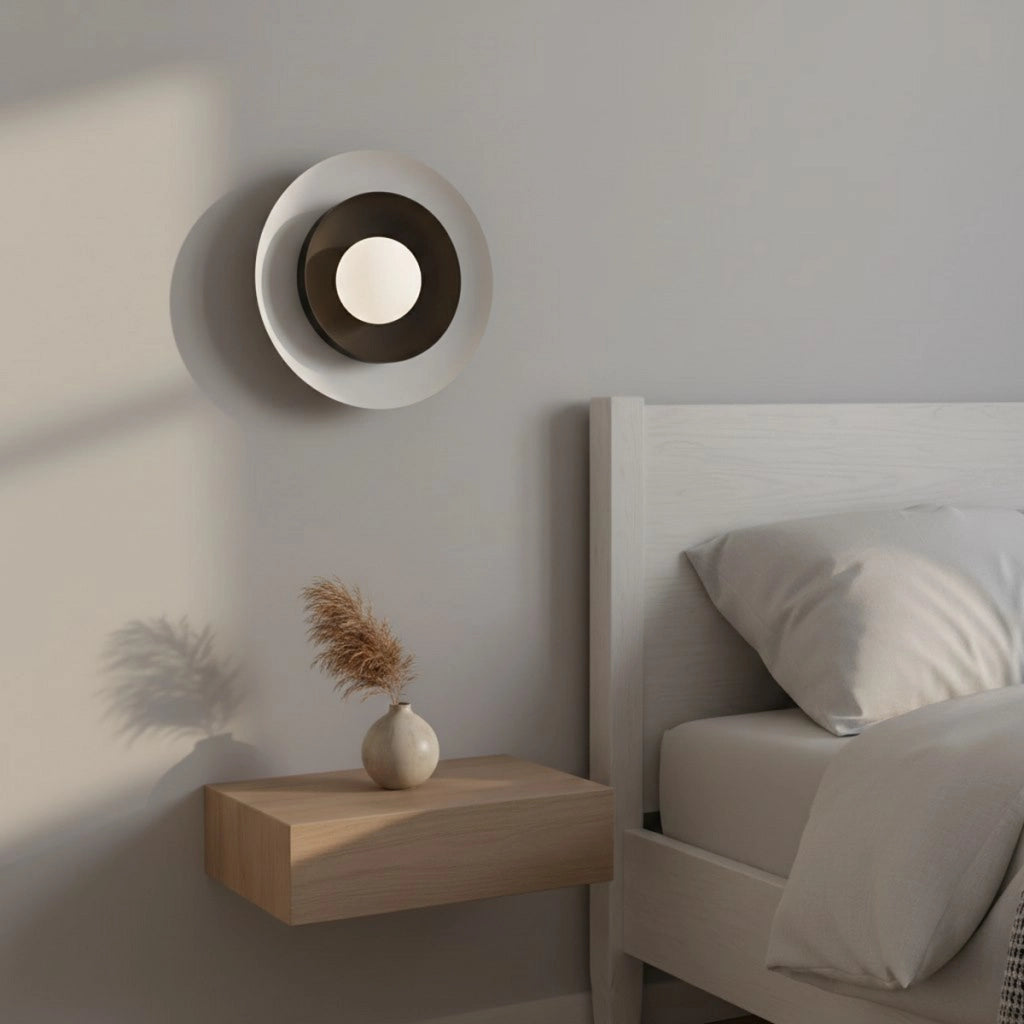 Lampada da parete Poppi bicolore in acciaio e vetro