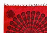 Telo Mare Spiaggia Grande Antisabbia Parasole Modello Batik Pavone - Pavone - Rosso