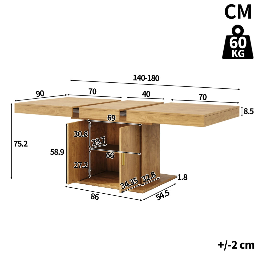 Tavolo da pranzo estensibile con vano contenitore 140-180 cm