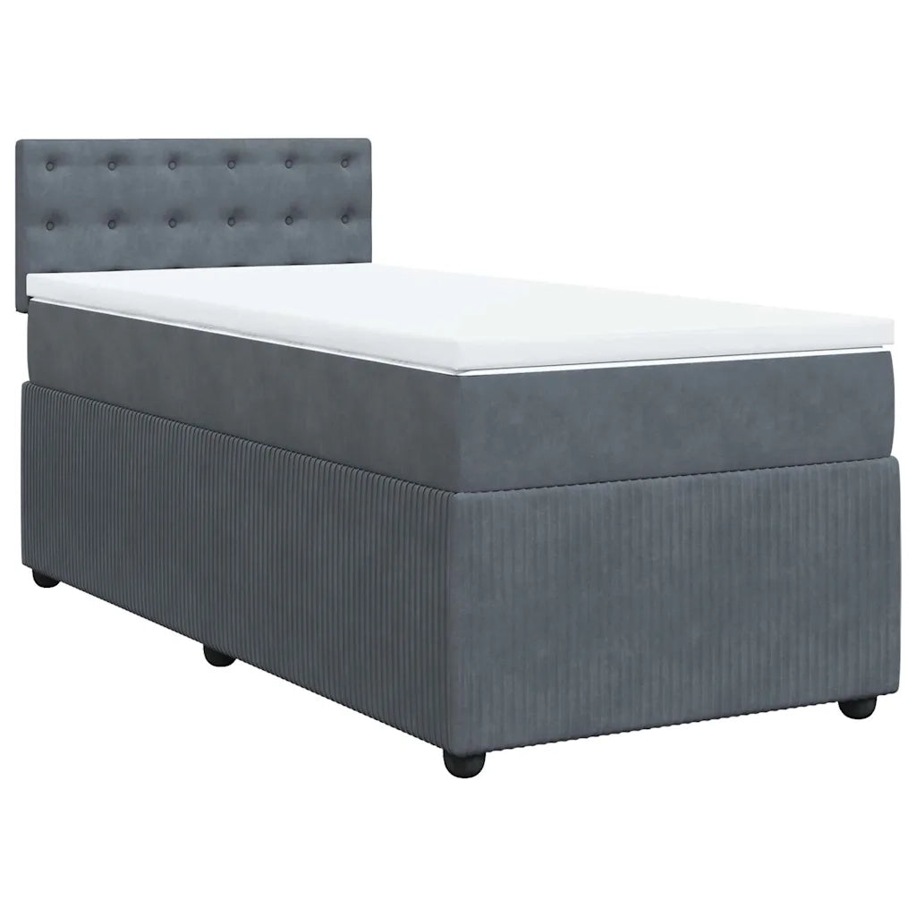 Giroletto a Molle con Materasso Grigio Scuro 90x200 cm Velluto