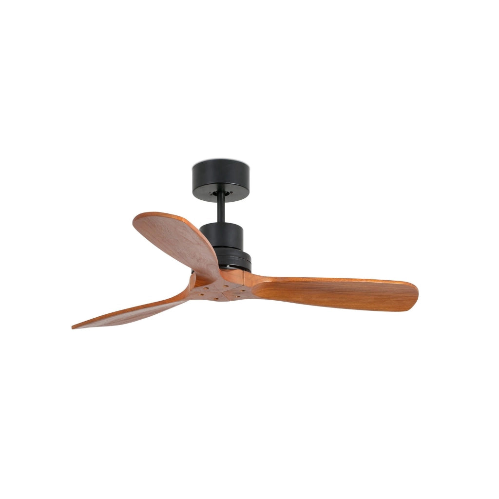 FARO Ventilatore da soffitto marrone in acciaio con pale in noce scura motore DC 6 velocita funzione estate telecomando per soffitti inclinati FARO-33517DC