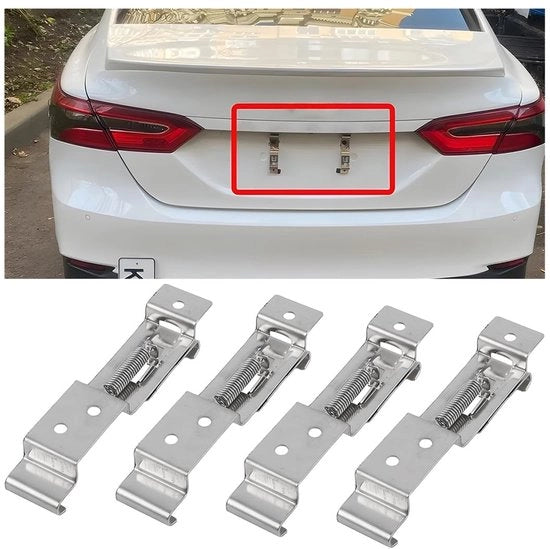 Sostegno Targa Auto in Acciaio Inossidabile - 4 Pezzi - Fissaggio a Viti - Sostenibile - Compattabile - 120 x 25 mm - Fissaggio Targa Auto