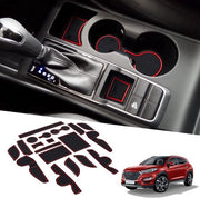 Accessori per Hyundai Tucson 2 Gen 2015-2020 - Antislipmattone per console centrale - Supporto braccio in gomma - Contenitore per bicchieri - Antislipmattone per porta - Gomma per porta portiera
