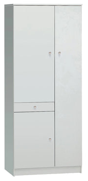 Armadio 3 Ante 1 Cassetto 77x183x34 cm Bianco Lisco