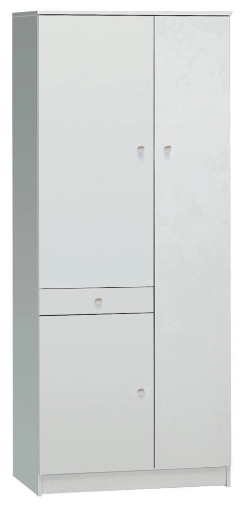 Armadio 3 Ante 1 Cassetto 77x183x34 cm Bianco Lisco