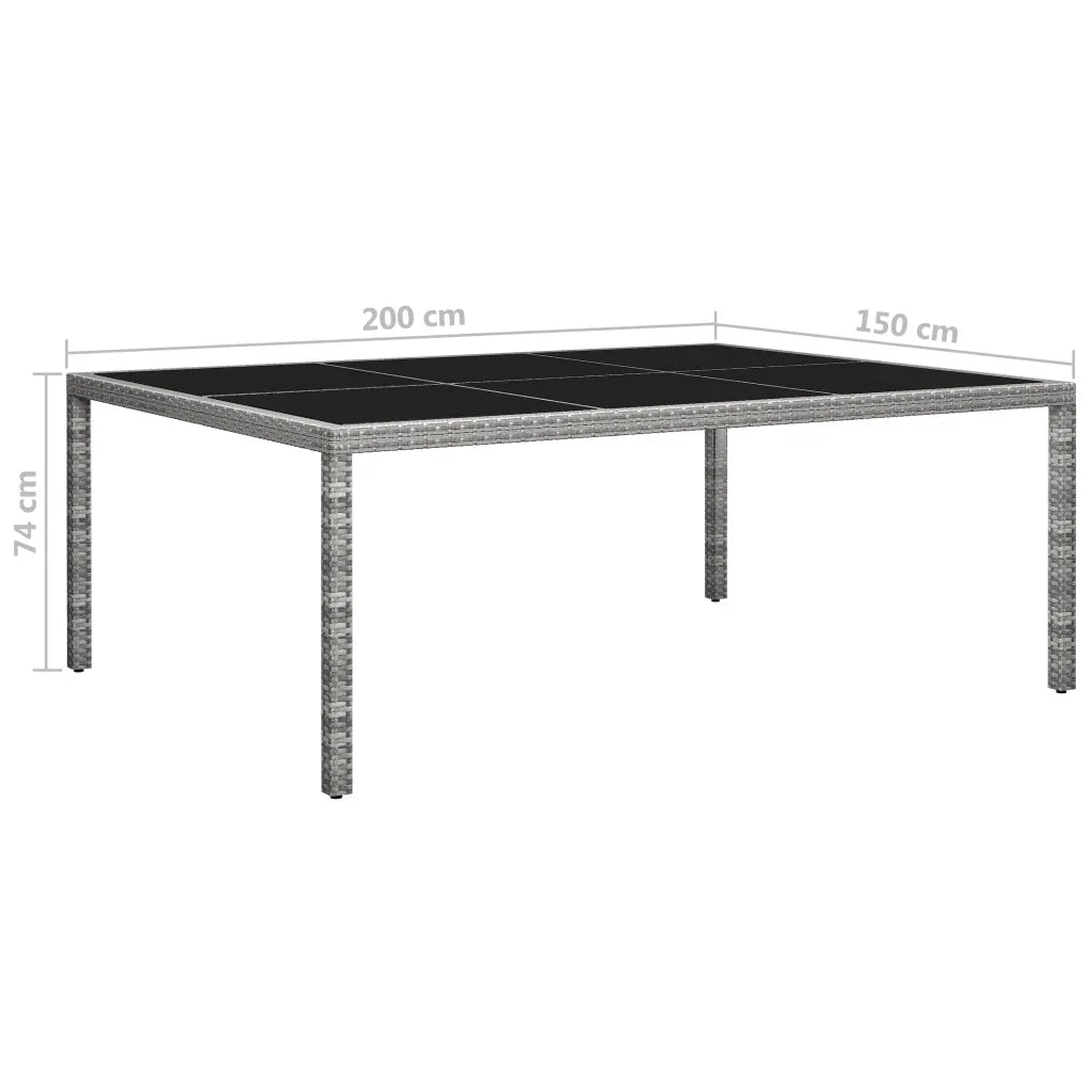 Tavolo da Pranzo da Giardino Grigio 200x150x74 cm in Polyrattan 46130