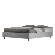 Letto Matrimoniale 160x190 cm con Rete e Contenitore Alzata Comoda Testata Bassa Nuamo Cemento