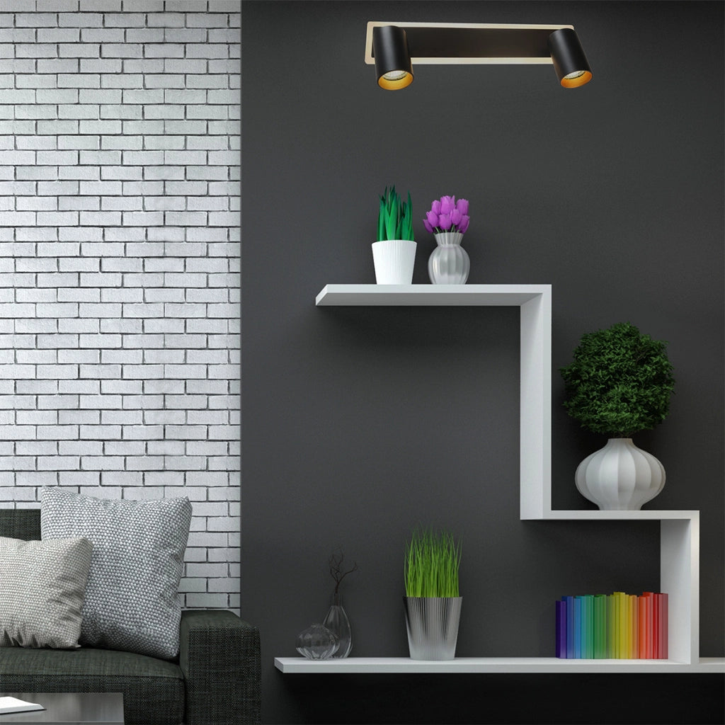 Plafoniera nera 40cm 2 spot orientabili GU10/LED CCT Parma