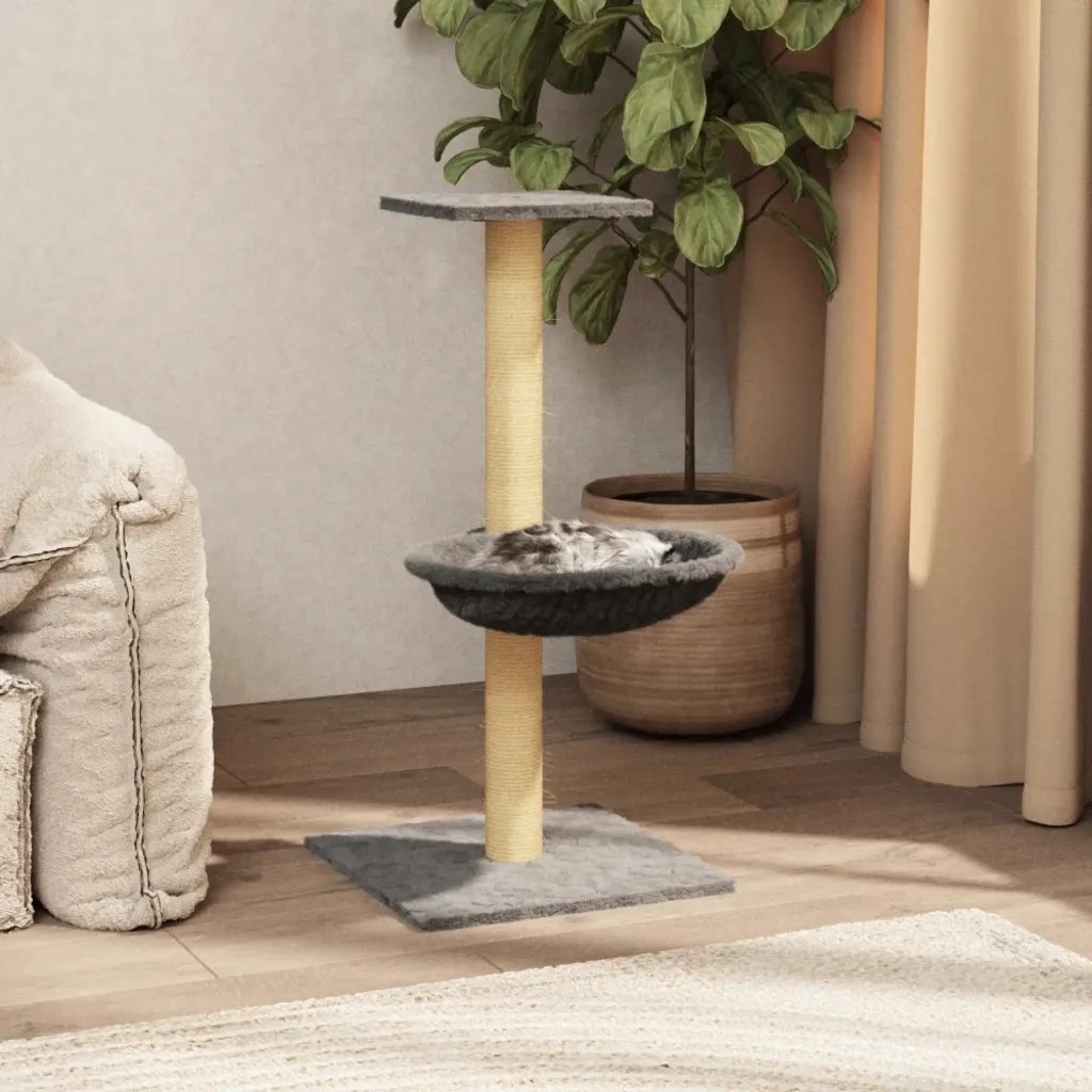 Albero per Gatti con Palo Tiragraffi Sisal Grigio Chiaro 74 cm 171589