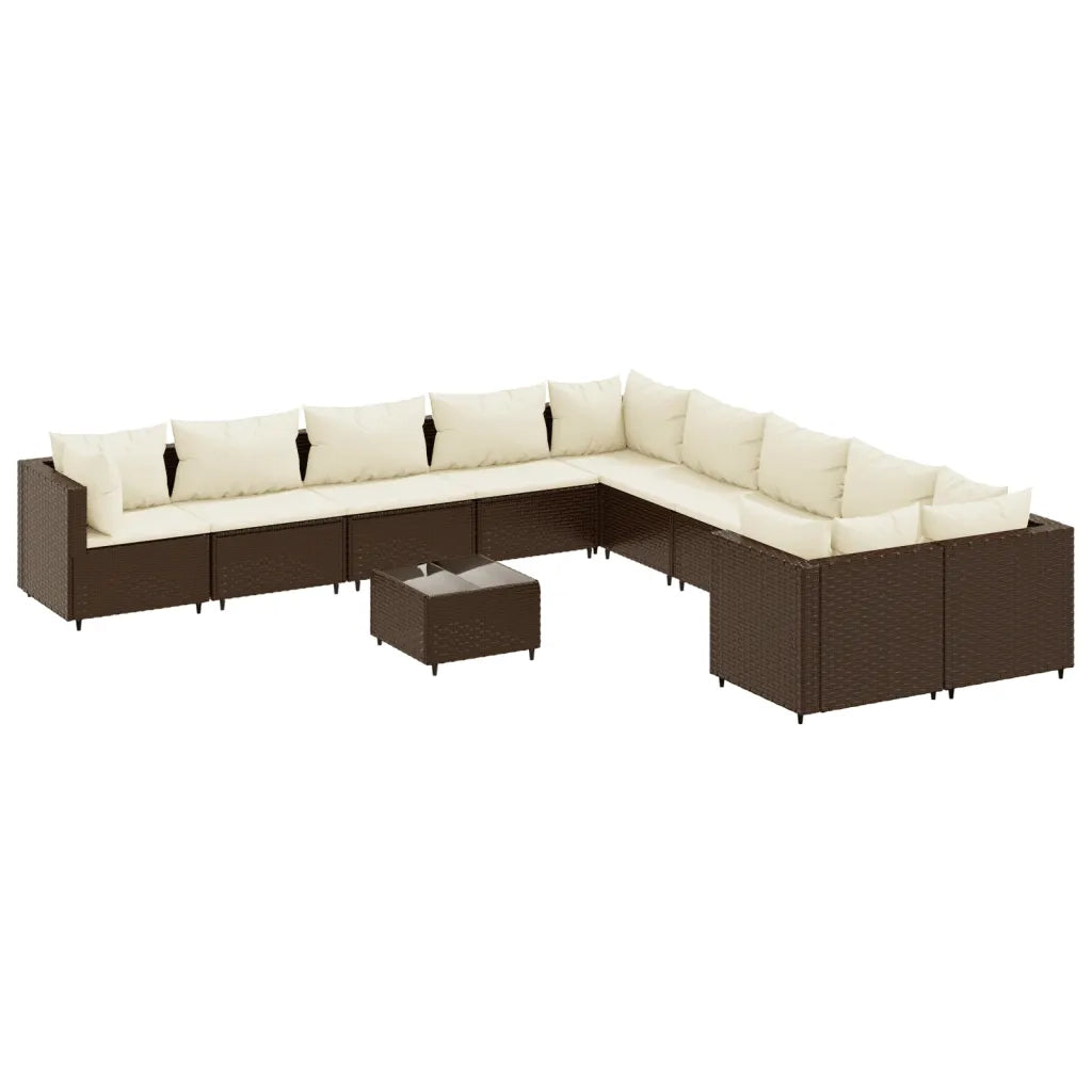 vidaXL Set Divani da Giardino 11 pz con Cuscini Polyrattan Marrone