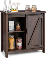 Credenza da Cucina, Armadietto Salvaspazio in Legno con Serranda Scorrevole e 4 Scomparti, Mobiletto a Buffet per Soggiorno, Ingresso e Camera da Letto, 80 x 40 x 82 cm