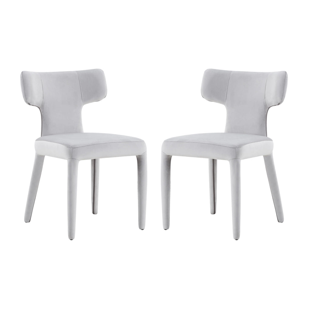 Set di 2 sedie da pranzo grigio chiaro imbottite con schienale a T
