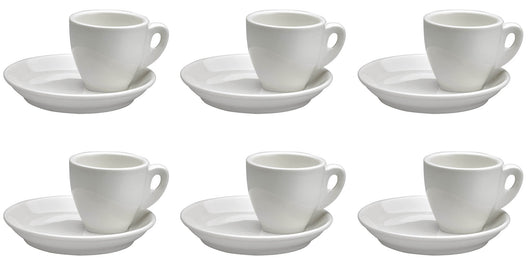 Set 6 Tazzine da Caffè con Piattini in Porcellana Allluminica Kaleidos Aluxina Vesuvio Bianche