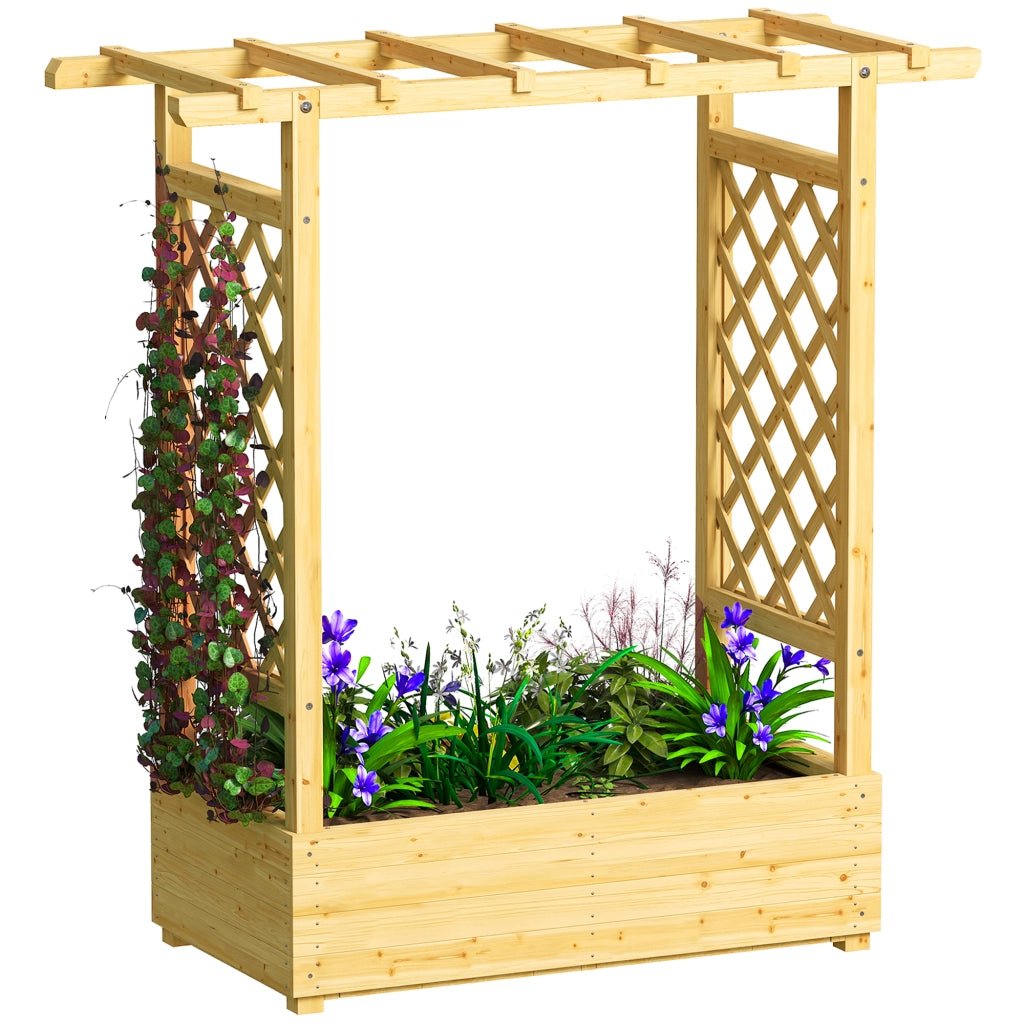 Fioriera da Giardino con Griglia ¨C Minimal ¨C Legno Naturale 110x44x113cm