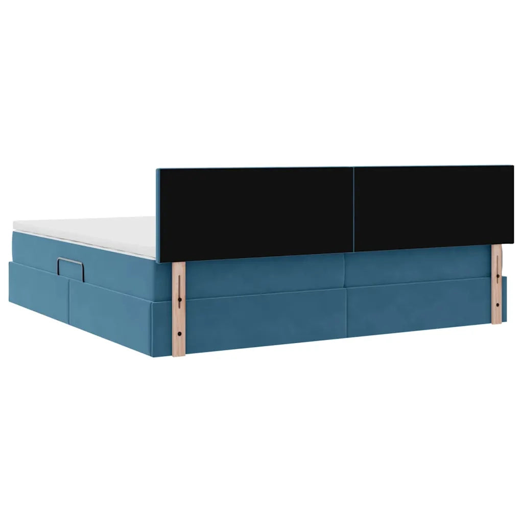 Letto con Contenitore Blu Scuro 200 x 200 cm Velluto