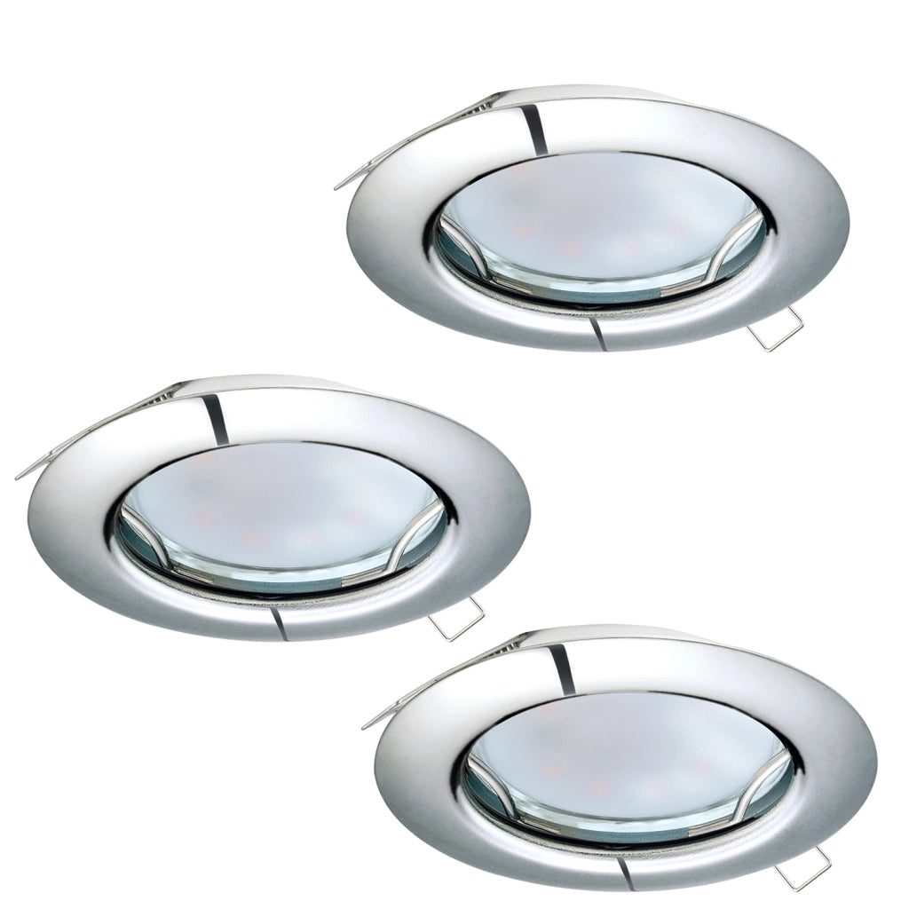 Faretto Ad Incasso Moderno Peneto In Acciaio Cromo 3 Luci Gu10 2,8W